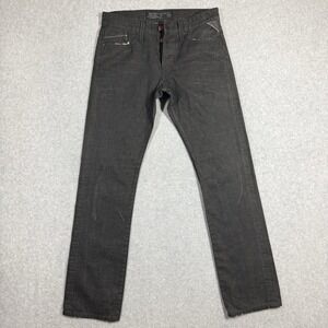 Replay Jeans‎ Mens 30x32 Black Waitom Slim Fit Denim Button Fly Straight Pants